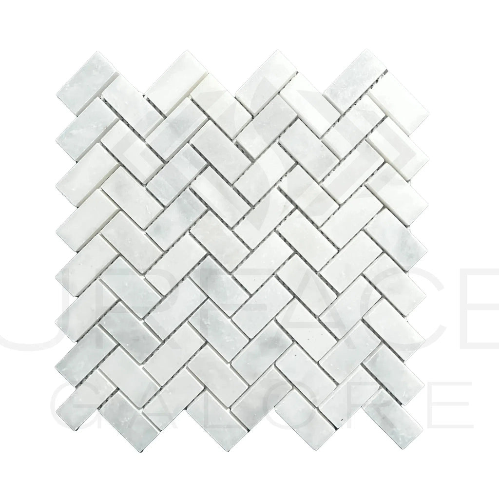 Bianco Venatino (Bianco Mare) White Marble Herringbone Honed Mosaic Tile 110 Sq.Ft. $5.90/Sq.Ft.