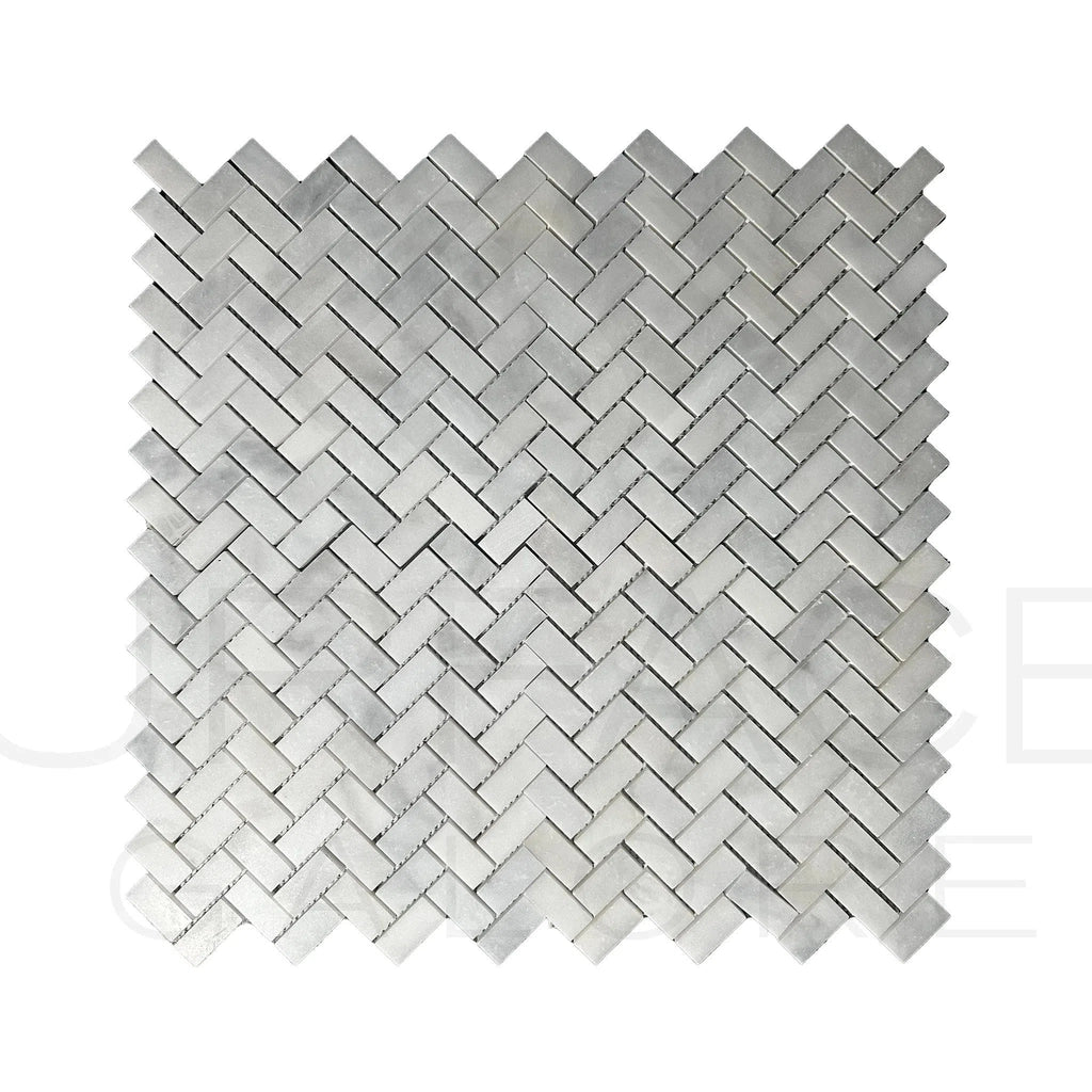 Bianco Venatino (Bianco Mare) White Marble Herringbone Honed Mosaic Tile 110 Sq.Ft. $5.90/Sq.Ft.