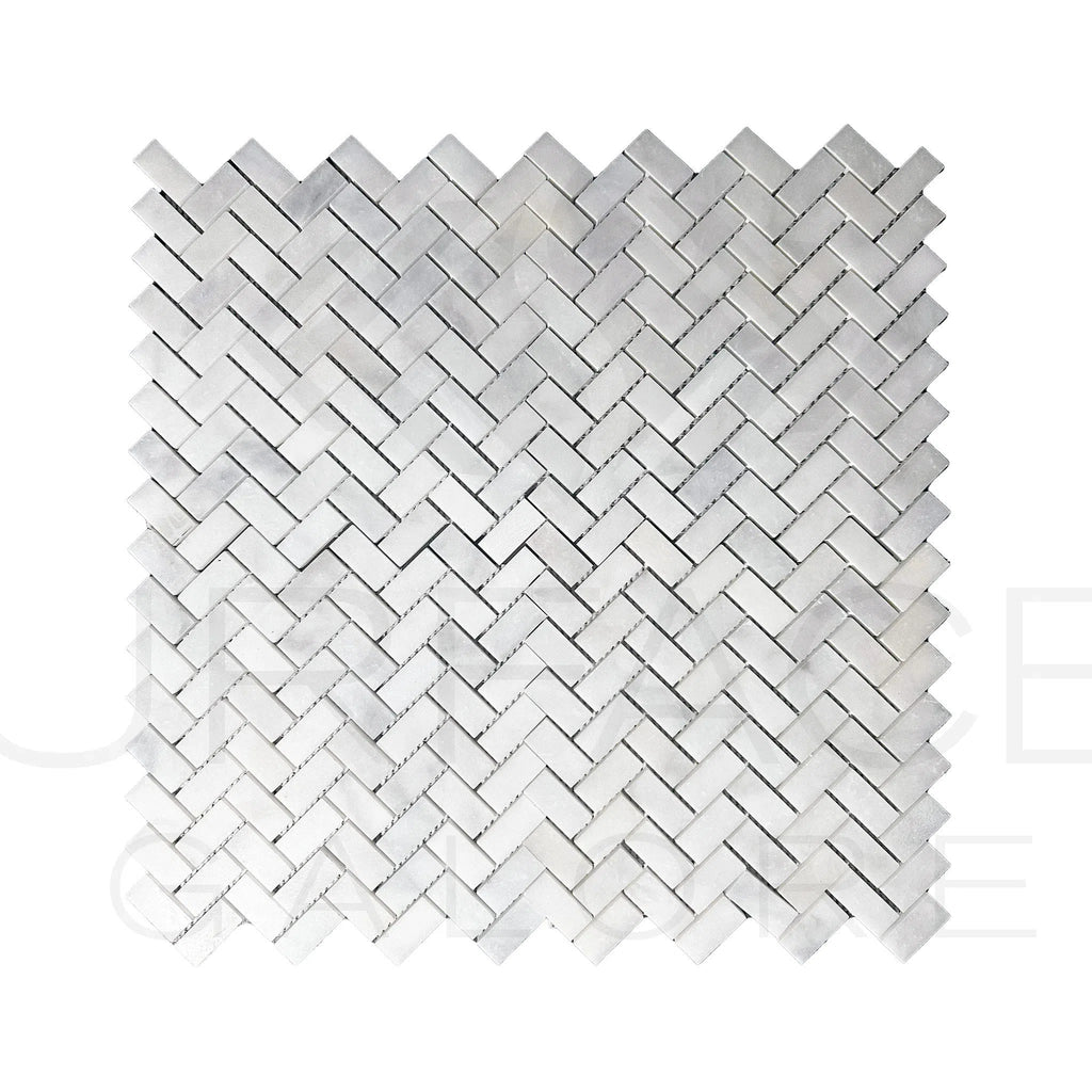 Bianco Venatino (Bianco Mare) White Marble Herringbone Honed Mosaic Tile 110 Sq.Ft. $5.90/Sq.Ft.