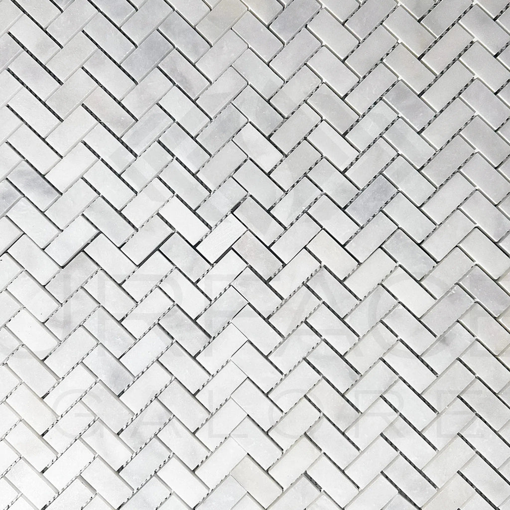 Bianco Venatino (Bianco Mare) White Marble Herringbone Honed Mosaic Tile 110 Sq.Ft. $5.90/Sq.Ft.