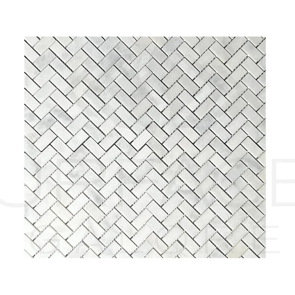 Bianco Venatino (Bianco Mare) White Marble Herringbone Honed Mosaic Tile 110 Sq.Ft. $5.90/Sq.Ft.