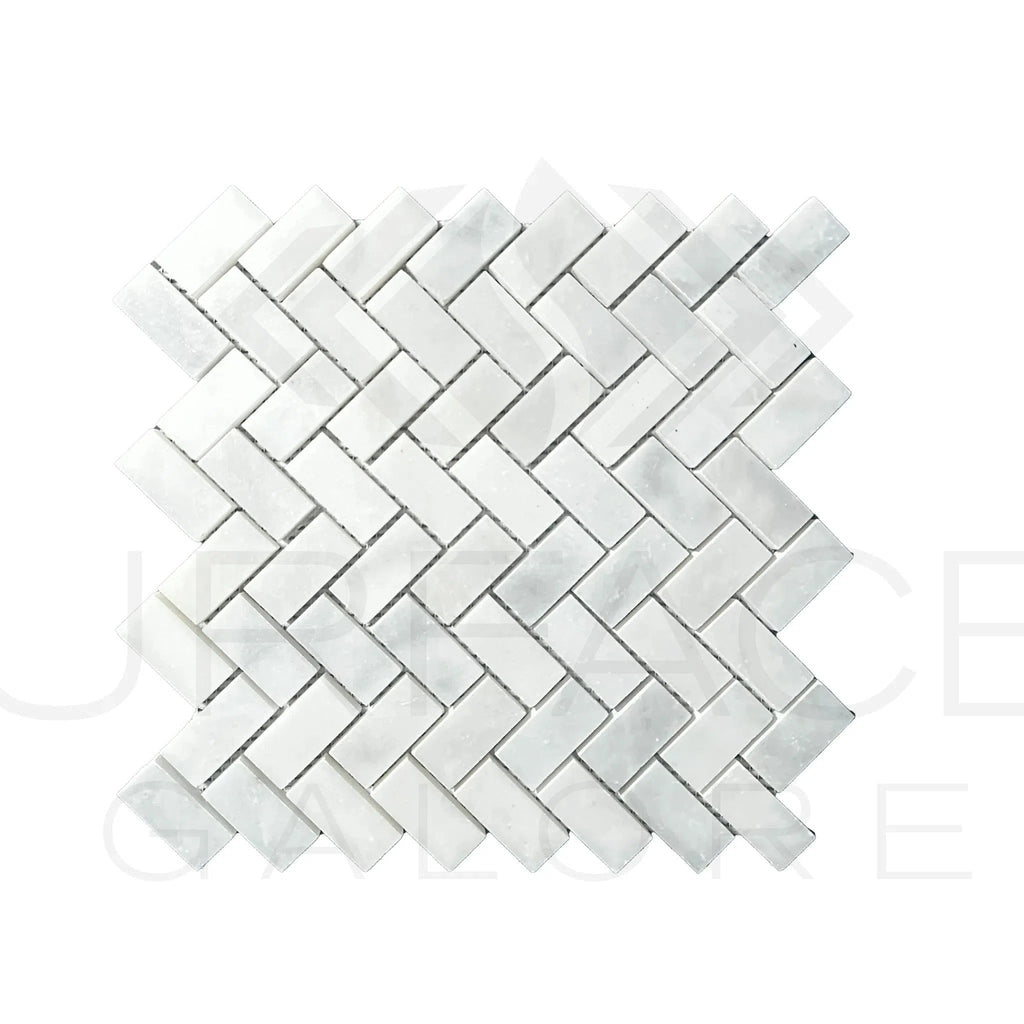 Bianco Venatino (Bianco Mare) White Marble Herringbone Honed Mosaic Tile 110 Sq.Ft. $5.90/Sq.Ft.