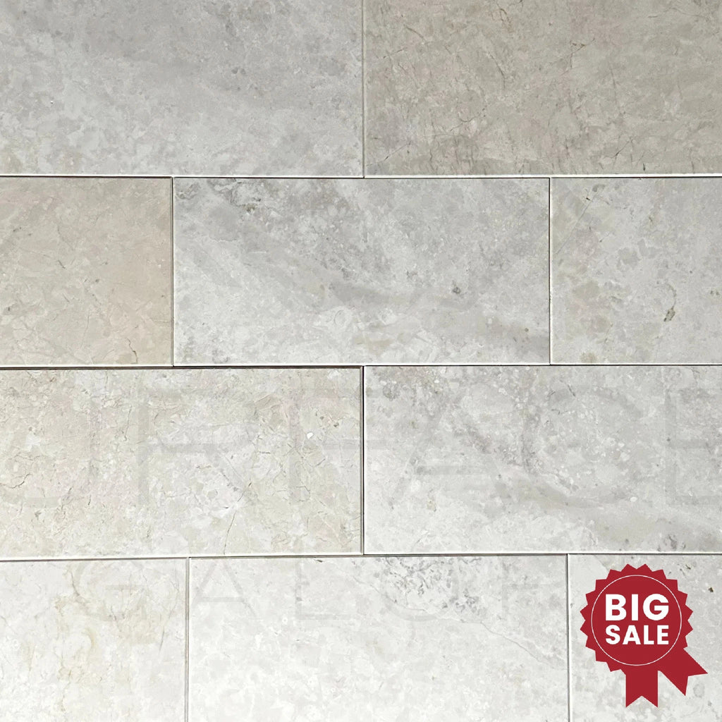 Botticino Cream / White Marble 6X12 Polished Tile 320 Sq.Ft. - Discounted, Marble/Travertine Clearance Sale - SurfacesGalore