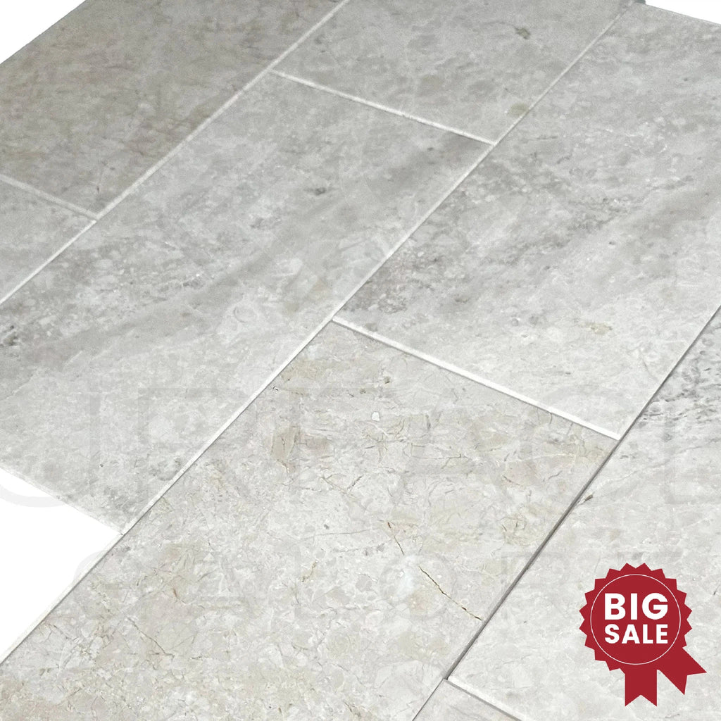 Botticino Cream / White Marble 6X12 Polished Tile 320 Sq.Ft. - Discounted, Marble/Travertine Clearance Sale - SurfacesGalore