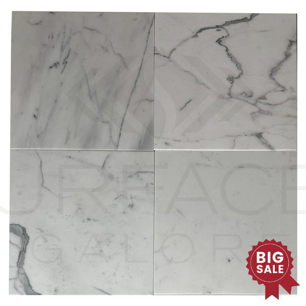 Calacatta Carrara 12X12 Polished Marble Tile 280 Sq.Ft. - Discounted, Marble/Travertine Clearance Sale - SurfacesGalore