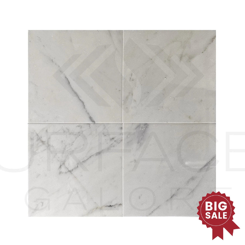 Calacatta Carrara 12X12 Polished Marble Tile 300 Sq.Ft. - Discounted, Marble/Travertine Clearance Sale - SurfacesGalore