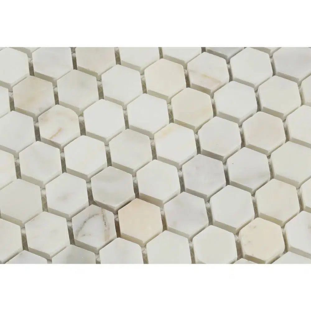 Calacatta Gold 1" Hexagon Mosaic Marble Tile Polished-Honed