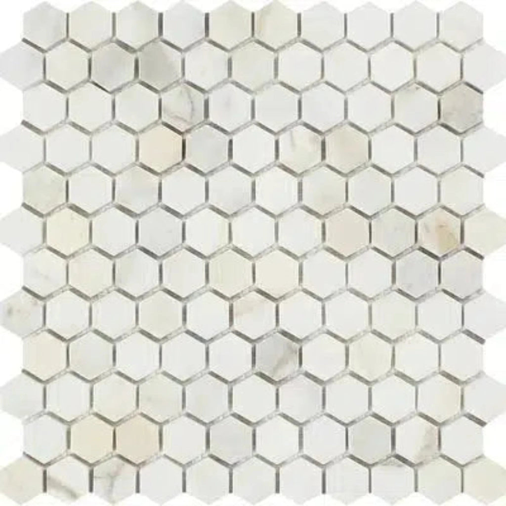 Calacatta Gold 1" Hexagon Mosaic Marble Tile Polished-Honed