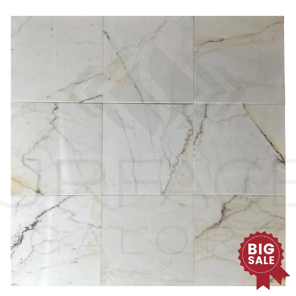 Calacatta Gold 12X12 Polished Marble Tile 300 Sq.Ft. - Discounted, Marble/Travertine Clearance Sale - SurfacesGalore