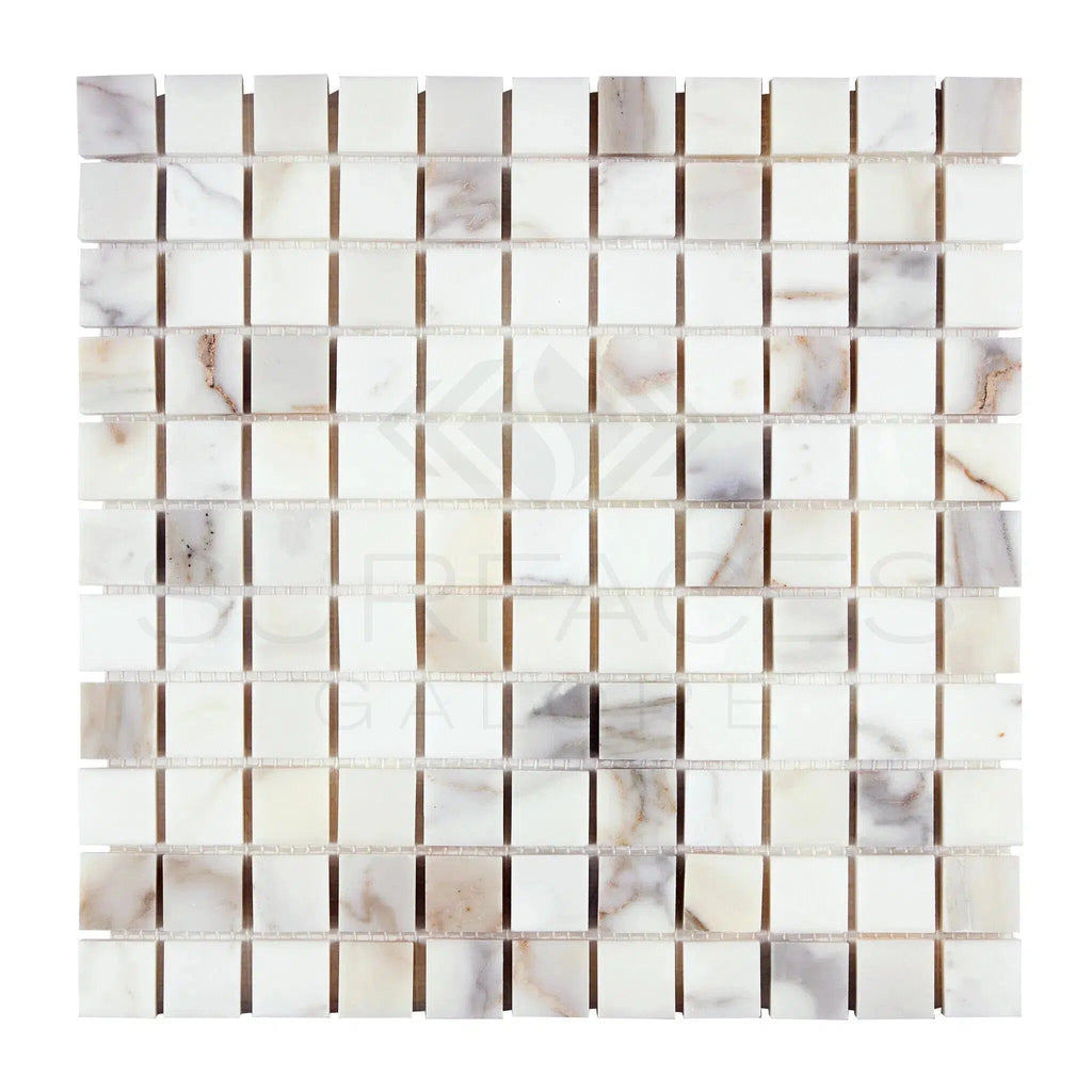 Calacatta Gold 1X1 Mosaic Marble Tile Polished-Honed