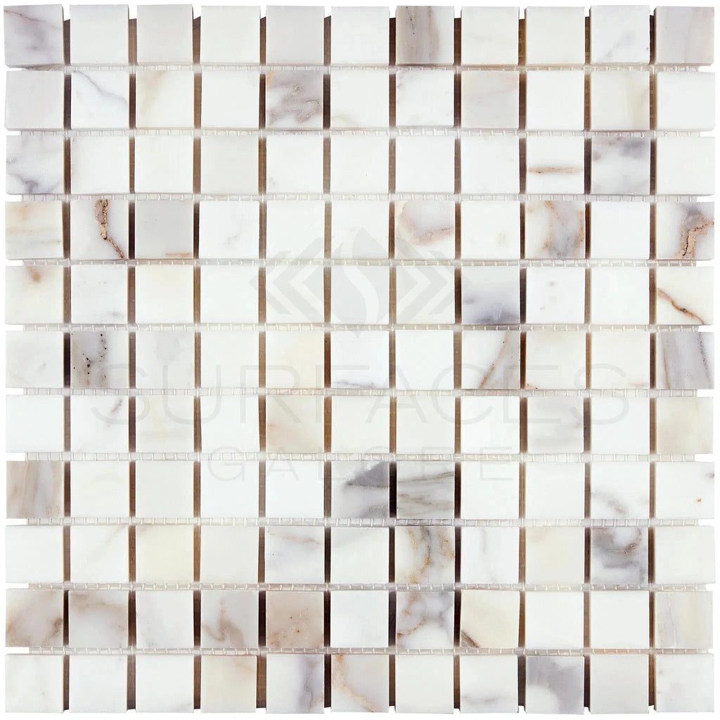 Calacatta Gold 1X1 Mosaic Marble Tile Polished-Honed