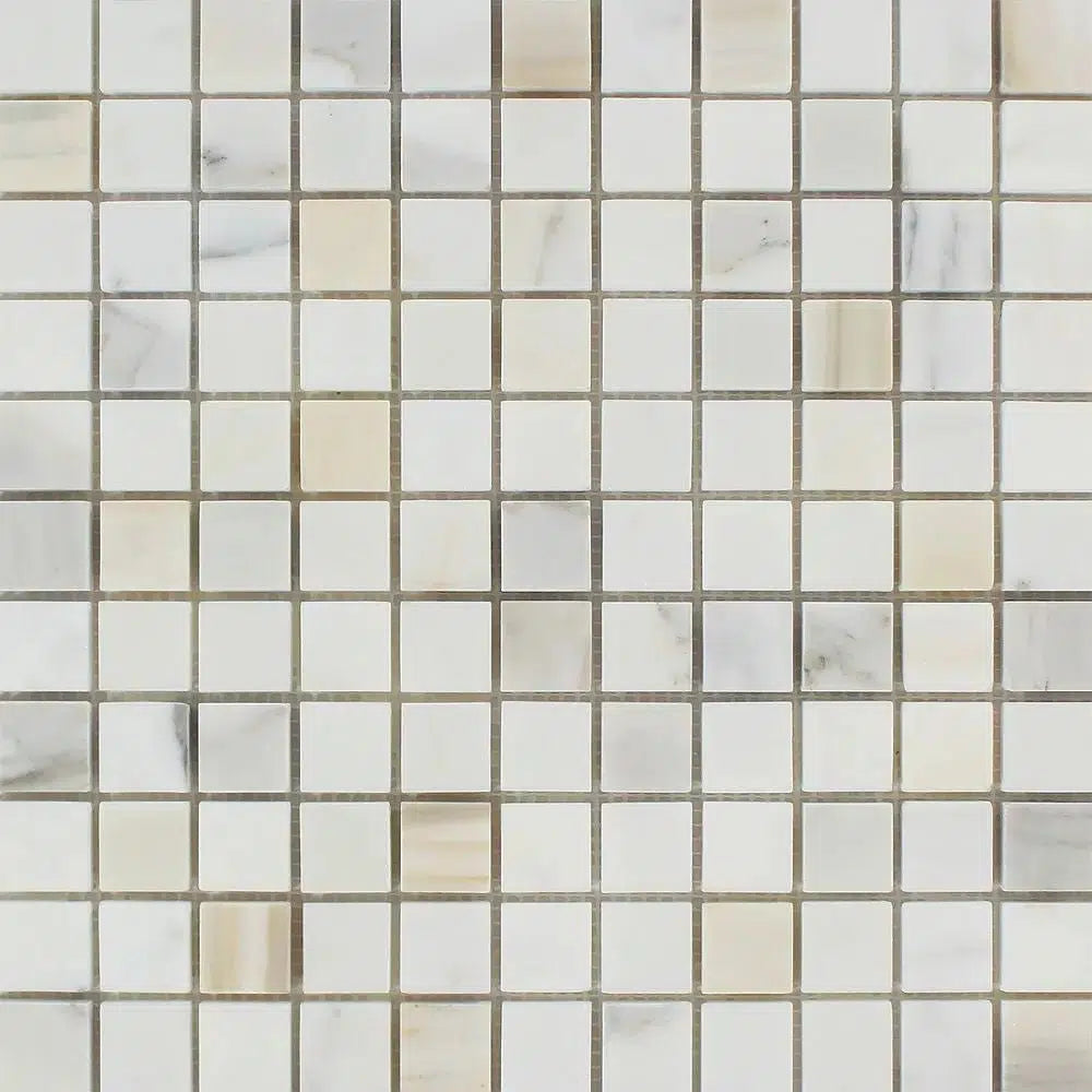 Calacatta Gold 1X1 Mosaic Marble Tile Polished-Honed