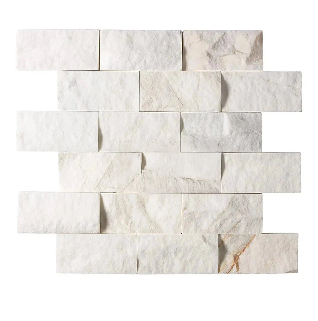 Calacatta Gold 2X4 Brick Split-Faced Mosaic Marble Tile