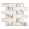 Calacatta Gold 2X4 Deep-Beveled Brick Mosaic Marble Tile Polished-Honed