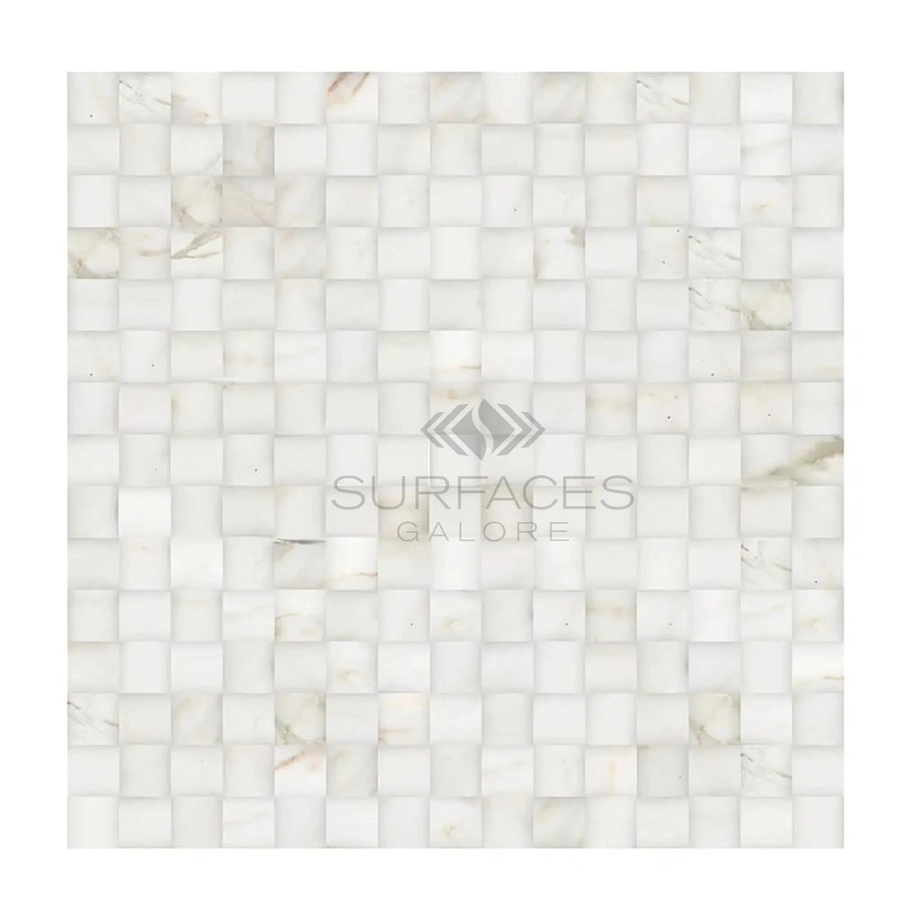 Calacatta Gold 3-D Small-Bread Mosaic Marble Tile Polished-Honed