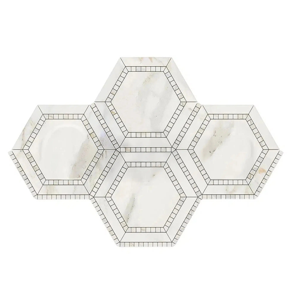 Calacatta Gold 5" Hexagon Combination (w/Calacatta Gold) Mosaic Marble Tile Polished-Honed