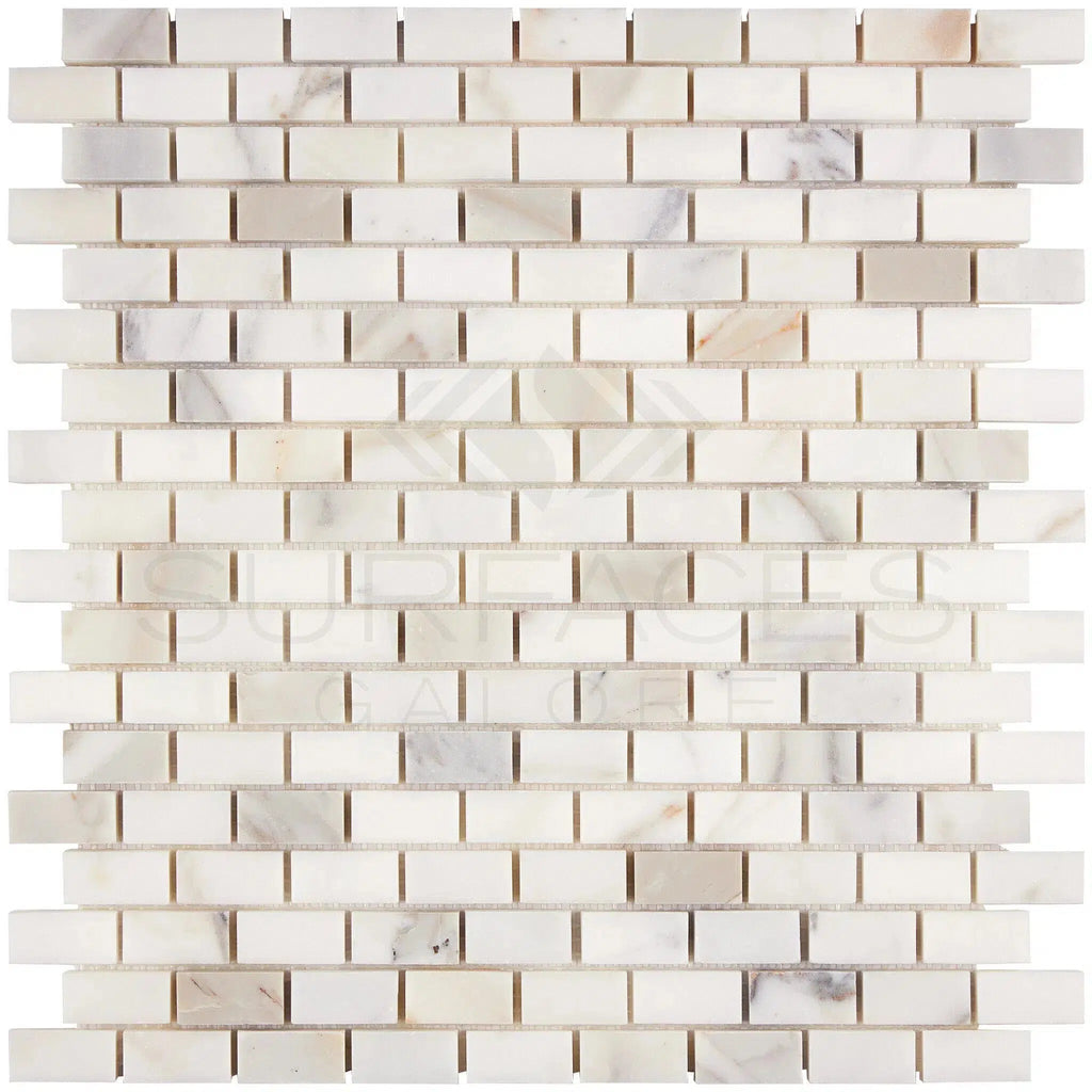 Calacatta Gold 5/8X1 1/4 Mini-Brick Mosaic Marble Tile Polished-Honed