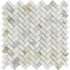 Calacatta Gold 5/8X1 1/4 Mini-Herringbone Mosaic Marble Tile Polished-Honed