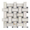 Calacatta Gold Basketweave Mosaic (w/Blue-Gray-(LARGE)) Mosaic Marble Tile Polished-Honed