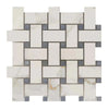 Calacatta Gold Basketweave Mosaic (w/Blue-Gray-(LARGE)) Mosaic Marble Tile Polished-Honed