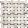 Calacatta Gold Basketweave Mosaic (w/Blue-Gray) Mosaic Marble Tile Polished-Honed