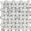 Calacatta Gold Basketweave Mosaic (w/Blue-Gray) Mosaic Marble Tile Polished-Honed