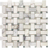 Calacatta Gold Basketweave Mosaic (w/Ming-Green) Mosaic Marble Tile Polished-Honed