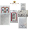 A collage of switch plate cover templates and packaging, featuring the "SurfacesGalore" logo at the top, showcases options including the elegant Calacatta Gold Marble 4 Gang ROCKER Switch Wall Plate.