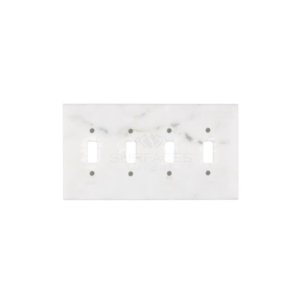 The Calacatta Gold Marble 4 Gang Toggle Switch Wall Plate by SurfacesGalore is crafted from authentic natural stone.