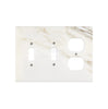 Calacatta Gold Marble Double TOGGLE - DUPLEX Switch Wall Plate/Cover Plate/Switch Plate by SurfacesGalore, featuring one toggle switch opening and one duplex outlet opening, crafted from authentic natural stone.