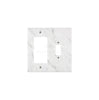 Elevate your luxury home decor with the SurfacesGalore Calacatta Gold Marble TOGGLE - ROCKER Switch Wall Plate/Cover Plate/Switch Plate, featuring one large and one small opening set against a plain white background.