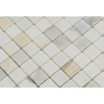 Calacatta Gold Italian Premium 1X1 Mosaic Marble Tile Polished - Honed - SurfacesGalorePolished