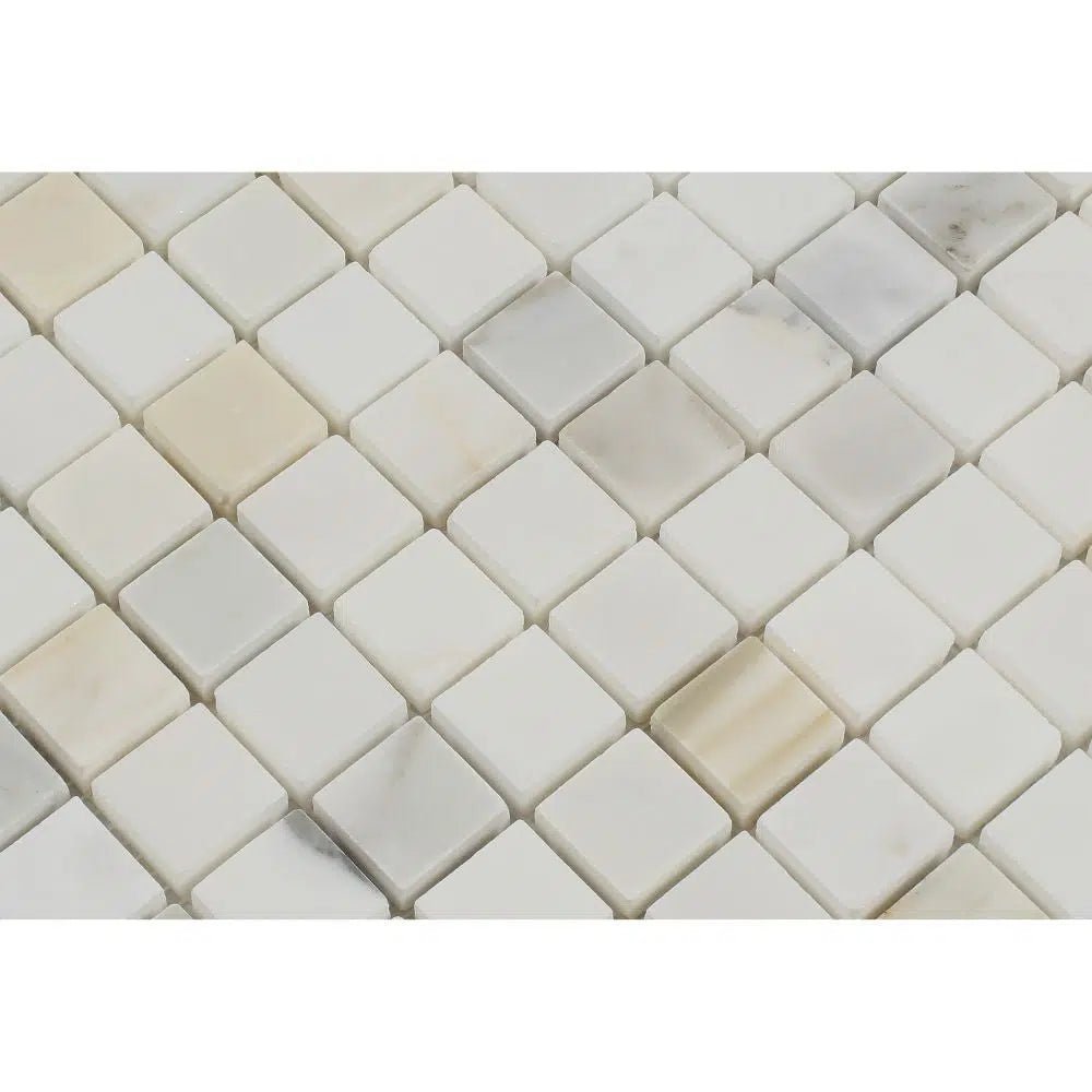 Calacatta Gold Italian Premium 1X1 Mosaic Marble Tile Polished - Honed - SurfacesGalorePolished