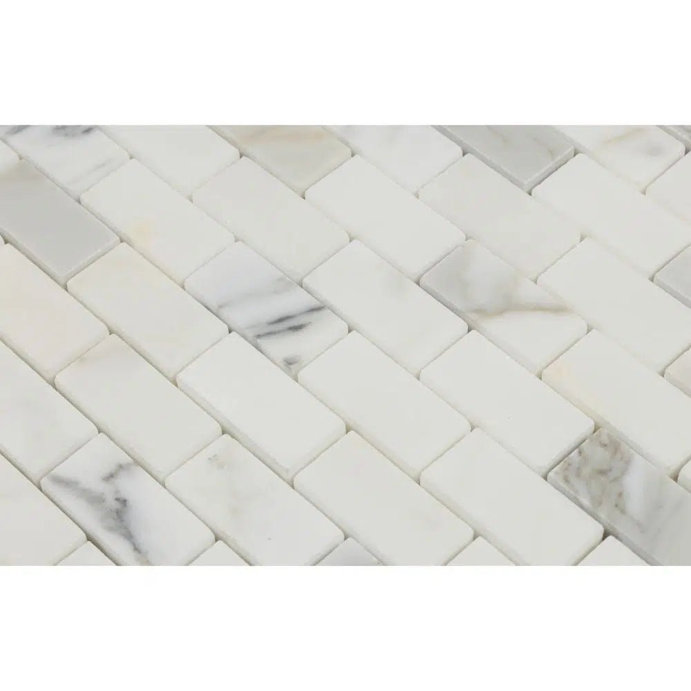 Calacatta Gold Italian Premium 1X2 Brick Mosaic Marble Tile Polished - Honed - SurfacesGalorePolished