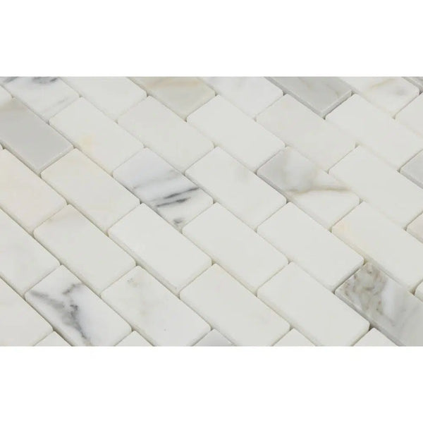 Calacatta Gold Italian Premium 1X2 Brick Mosaic Marble Tile Polished - Honed - SurfacesGalorePolished