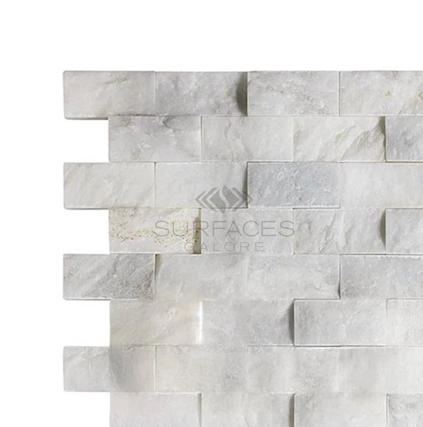 Calacatta Gold Italian Premium 1X2 Brick Split - Faced Mosaic Marble Tile - SurfacesGalore