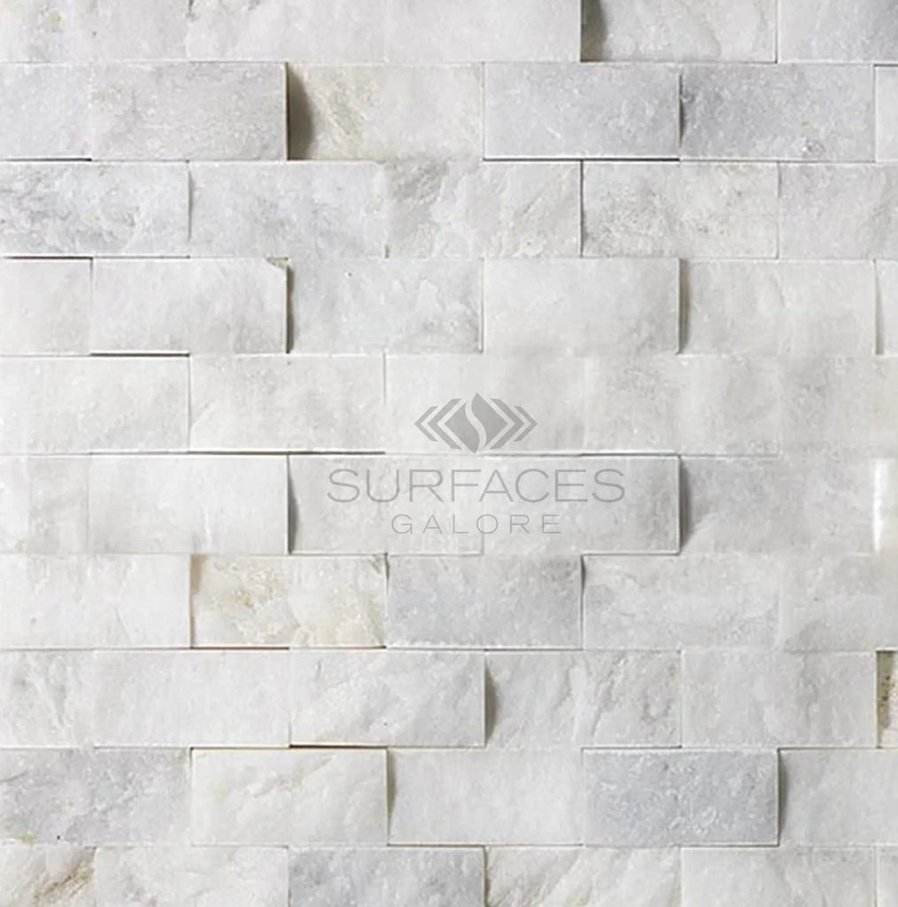 Calacatta Gold Italian Premium 1X2 Brick Split - Faced Mosaic Marble Tile - SurfacesGalore