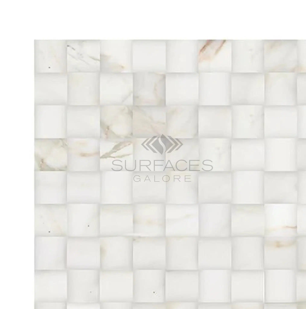 Calacatta Gold Italian Premium 3 - D Small - Bread Mosaic Marble Tile Polished - Honed - SurfacesGalorePolished