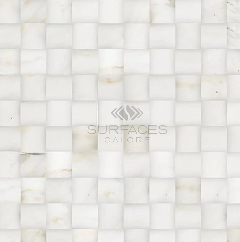 Calacatta Gold Italian Premium 3 - D Small - Bread Mosaic Marble Tile Polished - Honed - SurfacesGalorePolished