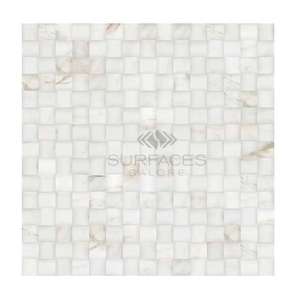 Calacatta Gold Italian Premium 3 - D Small - Bread Mosaic Marble Tile Polished - Honed - SurfacesGalorePolished