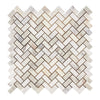 Calacatta Gold Italian Premium 5/8X1 1/4 Mini - Herringbone Mosaic Marble Tile Polished - Honed - SurfacesGalorePolished