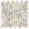 Calacatta Gold Italian Premium 5/8X1 1/4 Mini - Herringbone Mosaic Marble Tile Polished - Honed - SurfacesGalorePolished