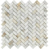 Calacatta Gold Italian Premium 5/8X1 1/4 Mini - Herringbone Mosaic Marble Tile Polished - Honed - SurfacesGalorePolished