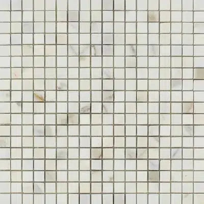 Calacatta Gold Italian Premium 5/8X5/8 Mosaic Marble Tile Polished - Honed - SurfacesGalorePolished