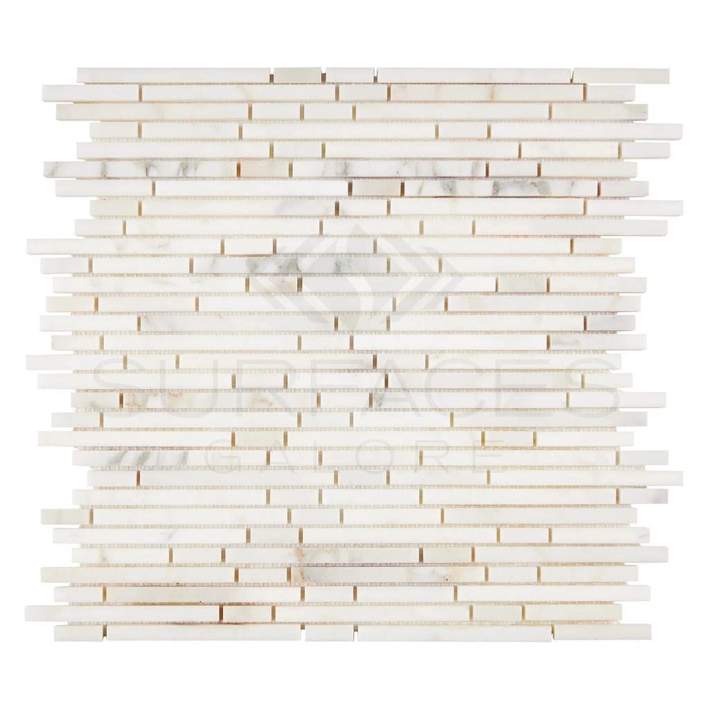 Calacatta Gold Italian Premium Bamboo Sticks (8mm Random - Strip/Matchstick) Mosaic Marble Tile Polished - Honed - SurfacesGalorePolished