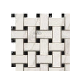 Calacatta Gold Italian Premium Basketweave Mosaic (w/Black - (LARGE)) Mosaic Marble Tile Polished - Honed - SurfacesGalorePolished