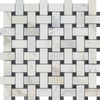 Calacatta Gold Italian Premium Basketweave Mosaic (w/Black) Mosaic Marble Tile Polished - Honed - SurfacesGalorePolished