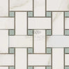 Calacatta Gold Italian Premium Basketweave Mosaic (w/Ming - Green - (LARGE)) Mosaic Marble Tile Polished - Honed - SurfacesGalorePolished