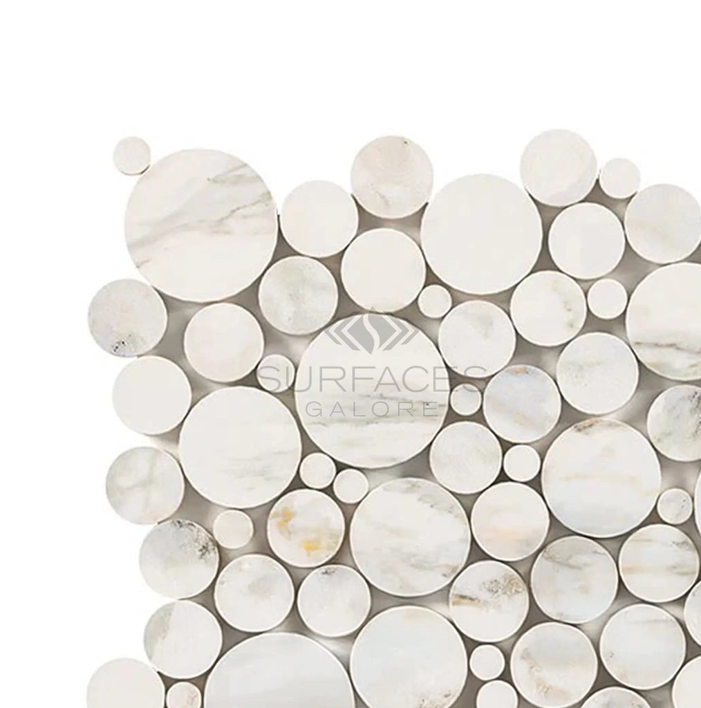 Calacatta Gold Italian Premium Bubbles Mosaic Marble Tile Polished - Honed - SurfacesGalorePolished