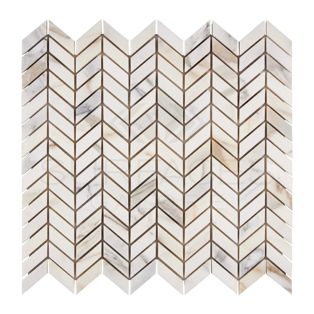 Calacatta Gold Italian Premium Chevron (Mini) Mosaic Marble Tile Polished - Honed - SurfacesGalorePolished